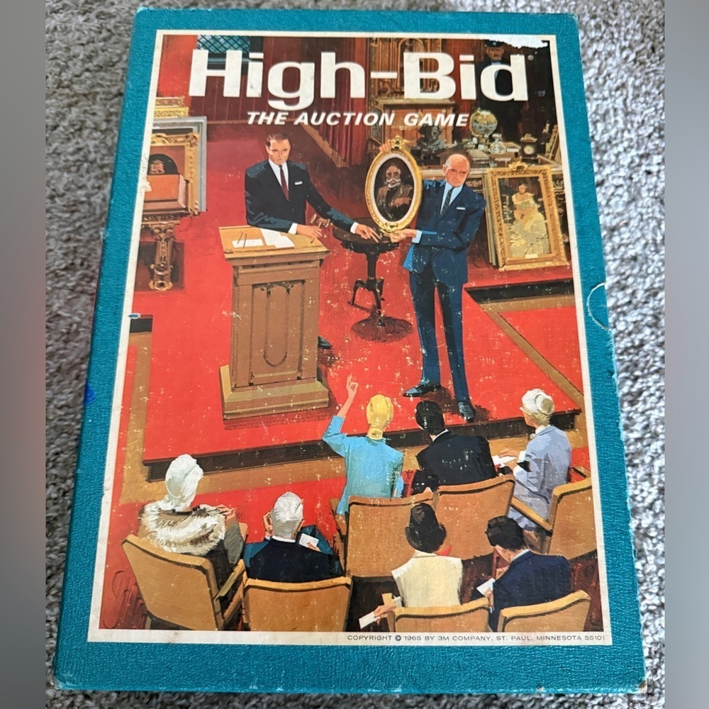 1965 High-Bid The Auction Game Complete 3M Bookshelf Mid-Century Modern MCM Era
